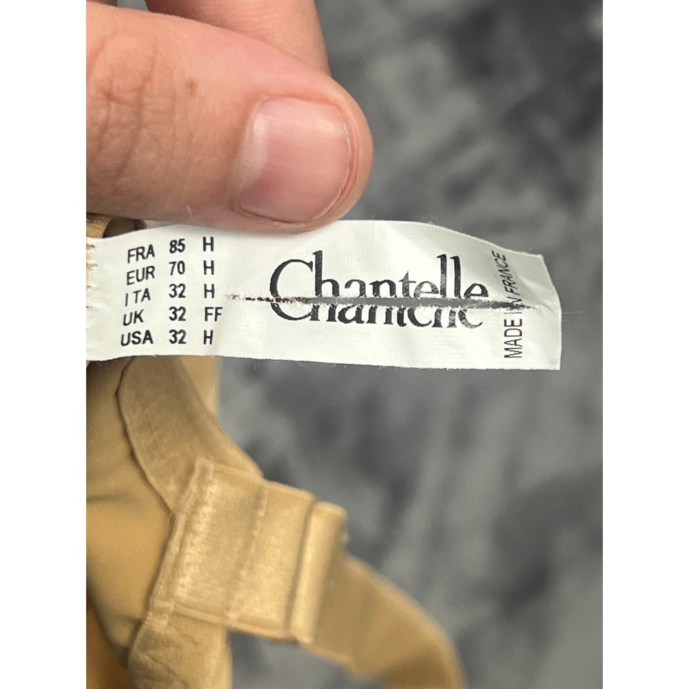 Chantelle Legende Underwire Bra Women 32H Tan Stretch Lace Trim Adjustable Strap - Picture 6 of 7